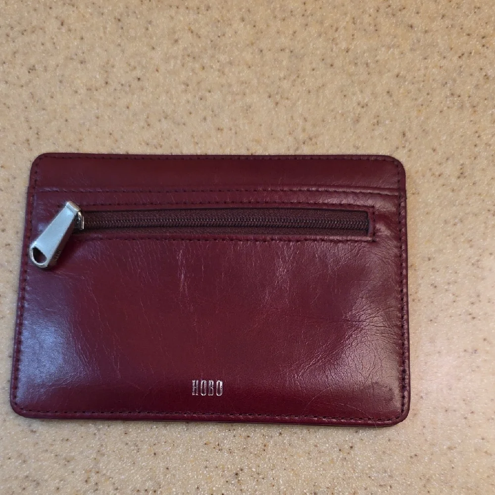 HOBO Burgundy Leather Card Holder Wallet - Picture 2 of 2